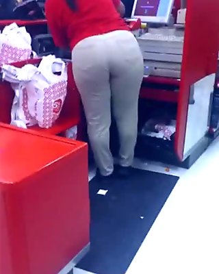 Candid booty milf worker at target
