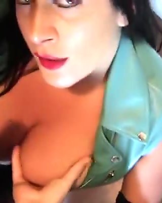 Leather Lady in the Beach House - Leather Blowjob Handjob in the Kitchen - Cum on my Tits