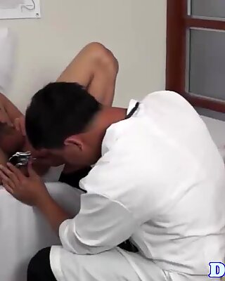 Doctor ethnic twink gives a milk enema