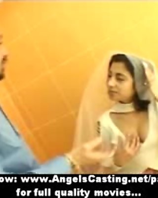 Sexy brunette indian bride talking with a guy