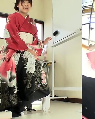 Subtitled Japanese kimono pee desperation failure in HD